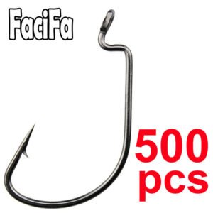500 pcs Wide Gap Worm Fishing Hooks Barbed Hook for Soft Fishing Lures (code 7316)