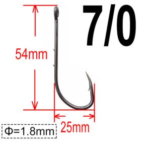 50 pcs #7/0 Long Shank Fishing Hook Baitholder Fishhook Barbed Offset Bait Hook