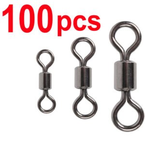 100 pcs Barrel Bearing Swivel Fishing Connector Snap