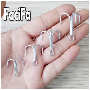 100 pcs Thicker Strong Treble Hooks Silvery and Black Fishing Hook