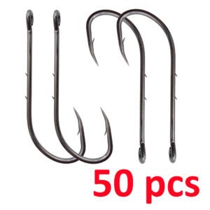 50 pcs Long Shank Fishing Baitholder Hooks Barbed Offset Bait Hook