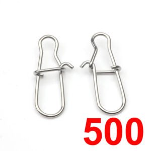 500 pcs Silvery Stainless Steel Fishing Snap Pin Fastlock Clip Accessories