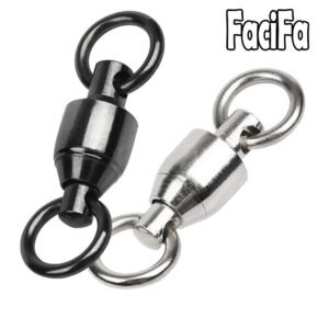 10 pcs Heavy Duty Solid Ring Bearing Swivel Fishing Connector Stainless Steel Ball Barrel Rolling Swivel