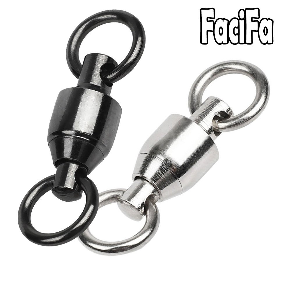 10 pcs Heavy Duty Solid Ring Bearing Swivel Fishing Connector Stainless Steel Ball Barrel Rolling Swivel