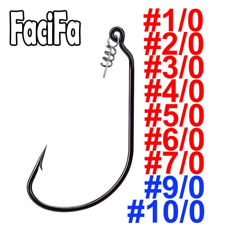 20 pcs Fishing Worm Hook with Spring Twist Lock Pin For Soft Worm Lures