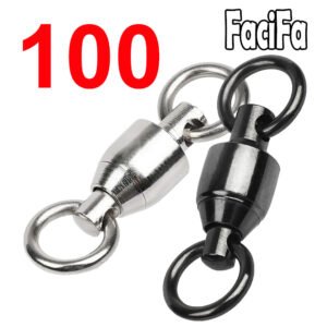 100 pcs Heavy Duty Solid Ring Bearing Swivel Fishing Connector Stainless Steel Ball Barrel Rolling Swivel