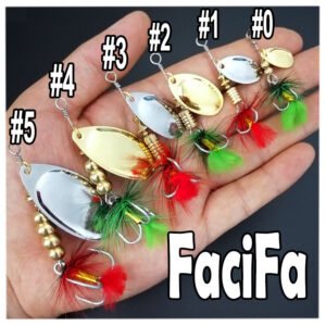 One Brass Spinner Bait Lure with Treble Hook Artificial Bait Metal Fishing Lure