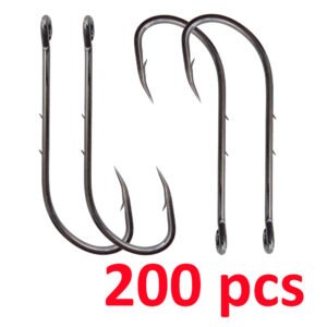 200 pcs Long Shank Fishing Baitholder Hooks Barbed Offset Bait Hook