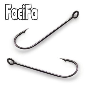 50 pcs Big Eyelet Fishing hook Long Shank Barbed Round Bent Joint Hook