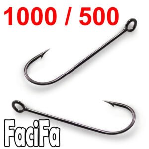 1000 or 500 pcs Big Eyelet Fishing hook Long Shank Barbed Round Bent Joint Hook