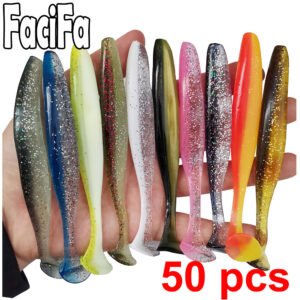 50 pcs Soft Lure Silicone Bait Shad Wobbler Fishing lure Sea Worm Swimbait Streamer Silicone Lure