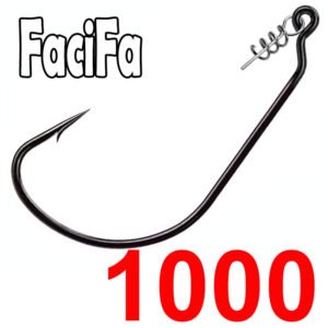 1000 pcs Fishing Worm Hook with Spring Twist Lock Pin For Soft Worm Lures