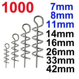 1000 pcs Fishing pins Spring Twist Lock Screw Centering Pin Fixed Latch Needle for Soft Lure Bait