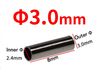 1000 pcs Black Brass Tube Inner 2.5mm Outer 3.0mm Length 8mm